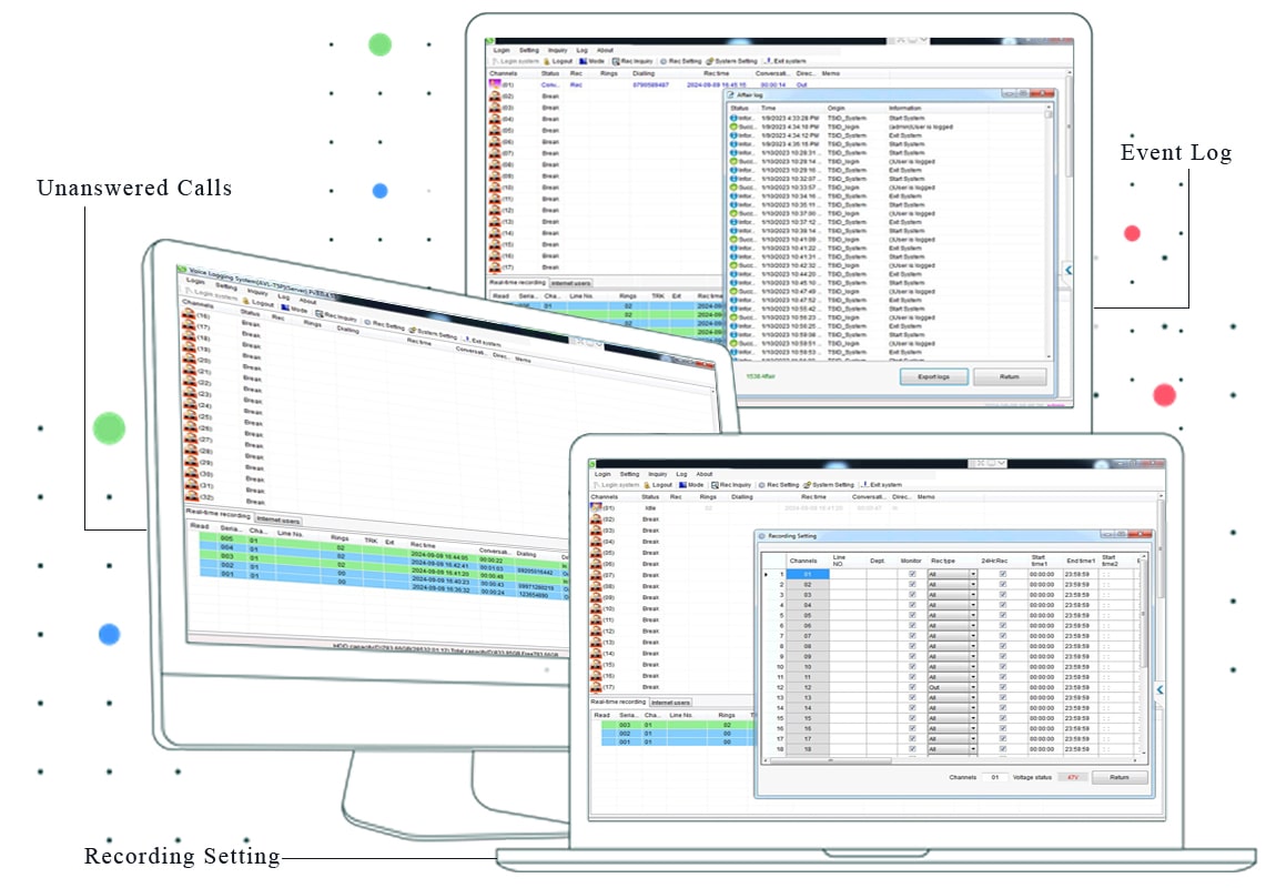 60 port standalone voice Logger Feature