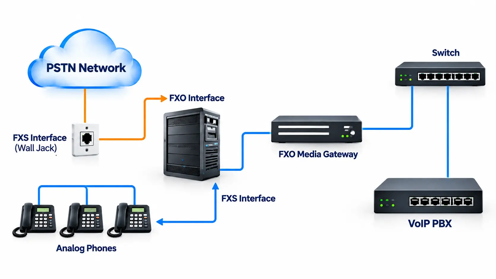 FXO Media Gateway Network Topology